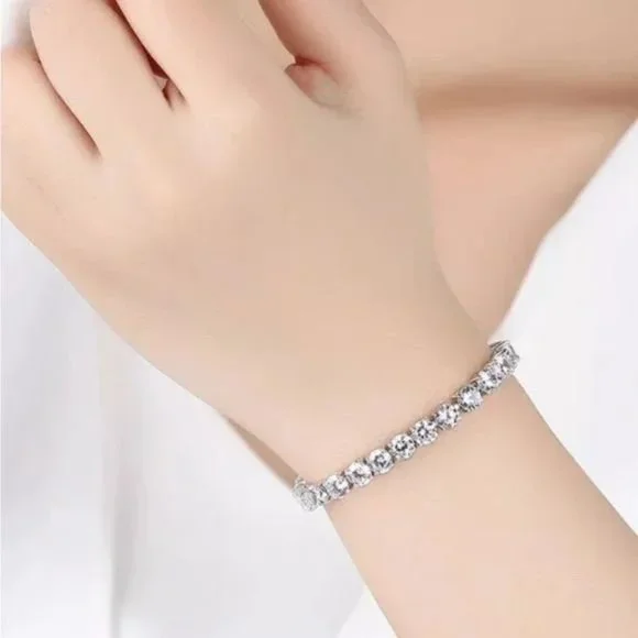 NEW 5MM TENNIS 925 STERLING SILVER BRACELET, NICE BRACELET, CUTE BRACELET - Picture 2 of 6